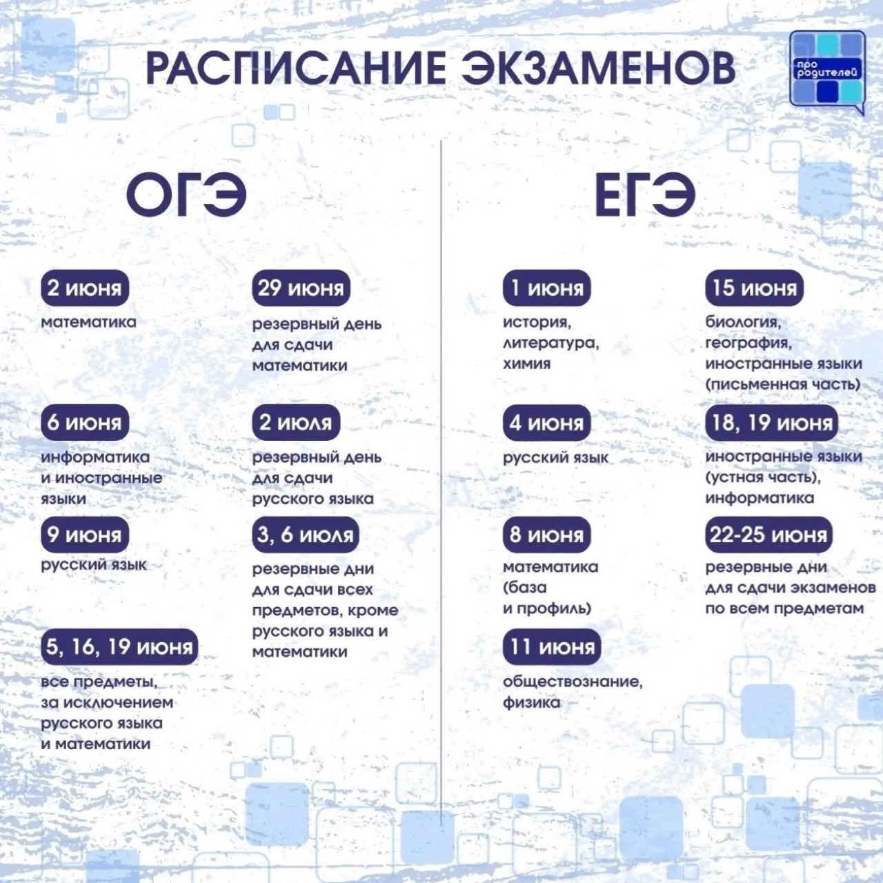 С 1 июня стартует основной период государственной итоговой аттестации для выпускников 9-х и 11-х классов!