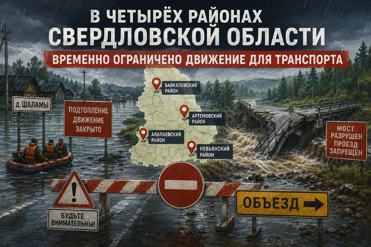 В четырёх районах Свердловской области временно ограничено движение для транспорта…